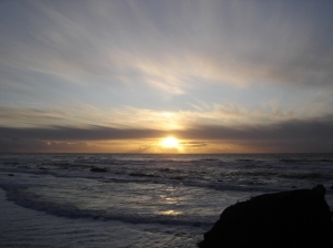 Sundown over the Pacific from Route 101, January 14, 2020